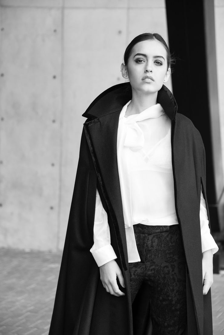 Laurent Black Alpaca Cape (Special Order)