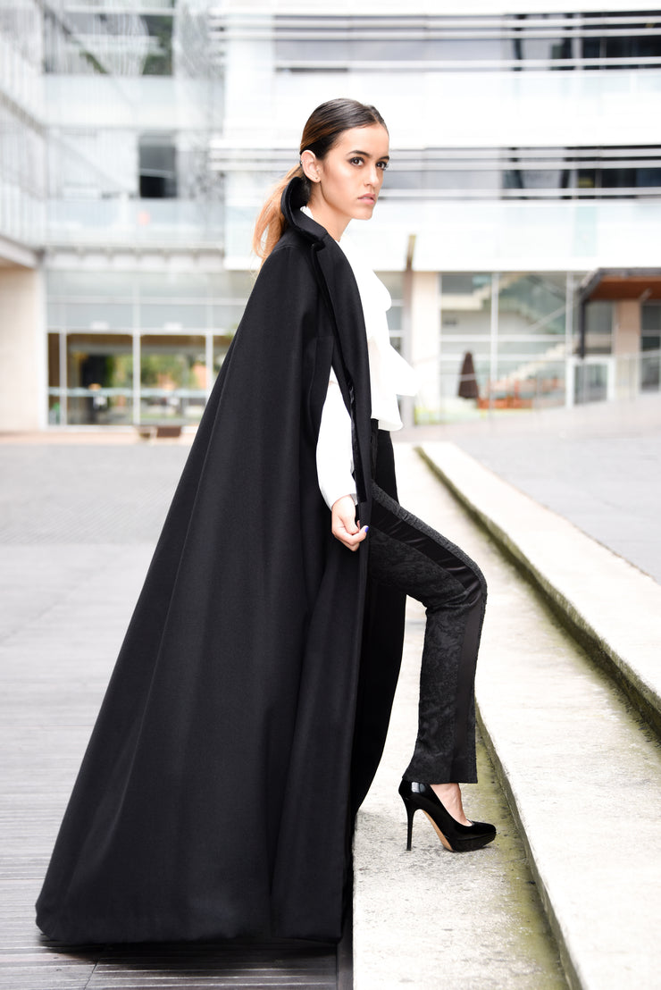 Laurent Black Alpaca Cape (Special Order)