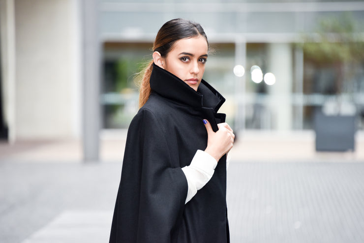 Laurent Black Alpaca Cape