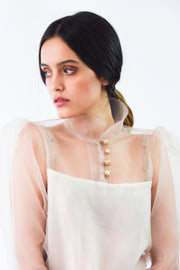 Mathilda Nude Organza Blouse