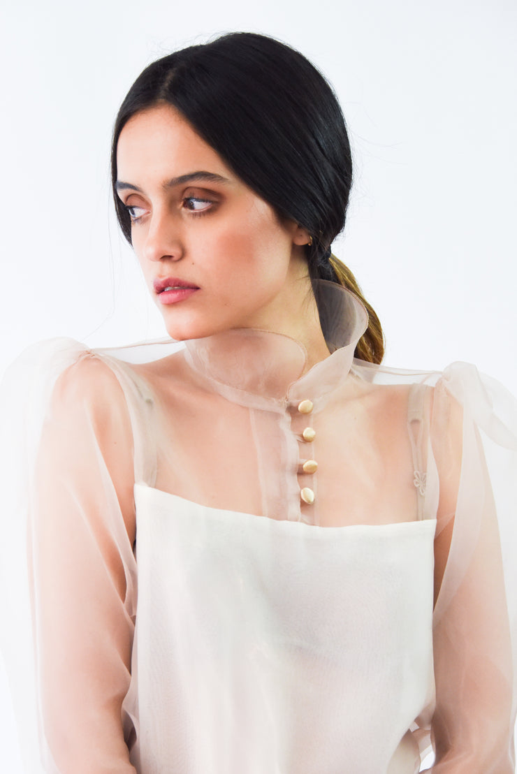 Mathilda Nude Organza Blouse