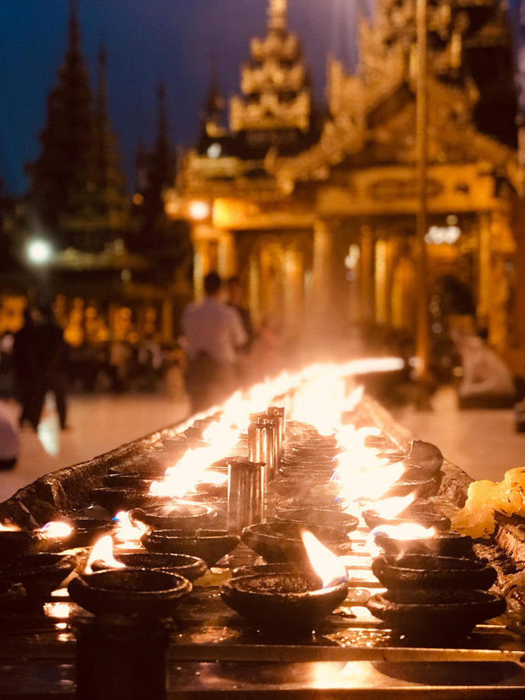 Evening Prayers at the Swedagon Pagoda